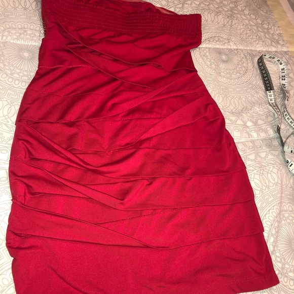 Red Tube Dress with Gems - Picture 2 of 3